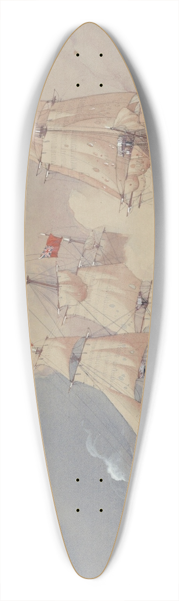 Worden Wood - Taking of th Fox Brig by the Hancock American, 28 May 1777;1925 39.3 inch art pintail longboard deck