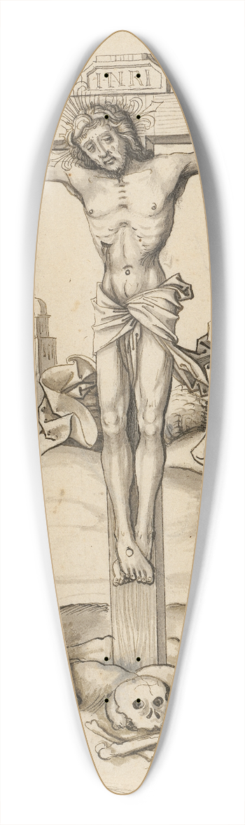 Workshop of Hans Holbein the elder - Christ on the cross, Mary and John 39.3 inch art pintail longboard deck
