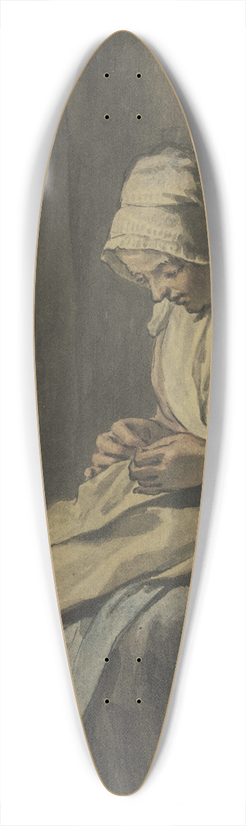 Wybrand Hendriks - Frau im Kerzenschein bei der Handarbeit 39.3 inch art pintail longboard deck