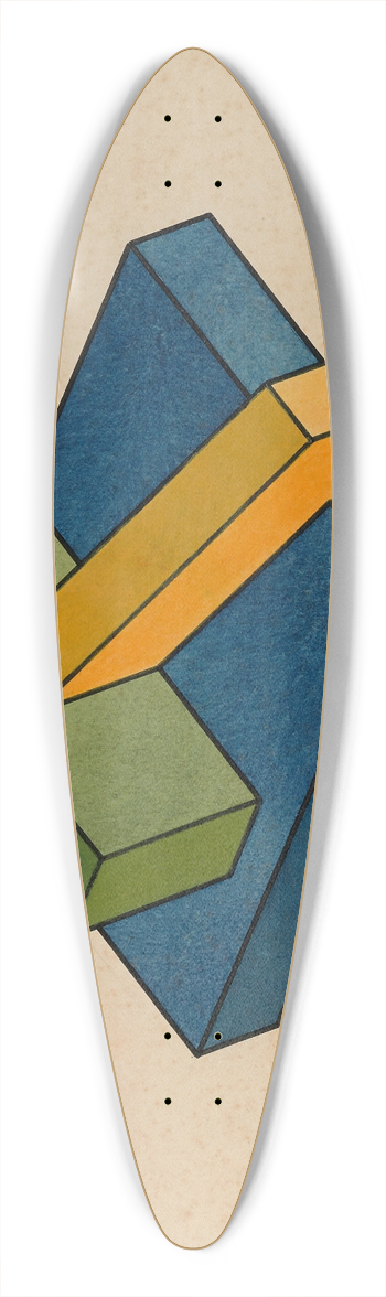 Yakov Chernikhov - Geometric composition 39.3 inch art pintail longboard deck