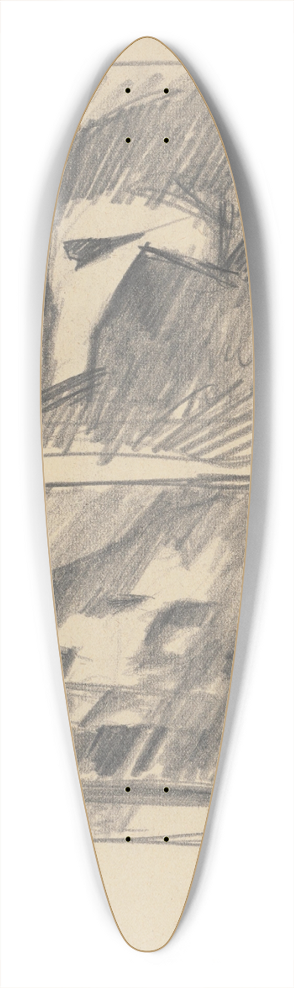 Zolo Palugyay - Composition study I. II. on One Page 39.3 inch art pintail longboard deck