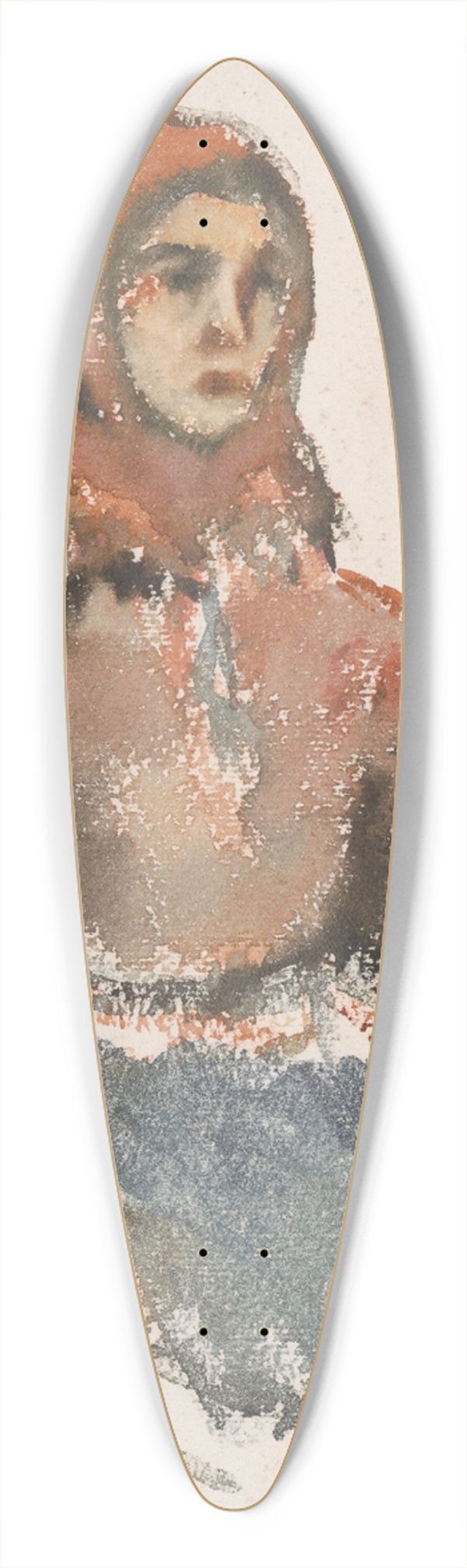 Zolo Palugyay - Seated Girl with a Red Woolen Scarf 39.3 inch art pintail longboard deck