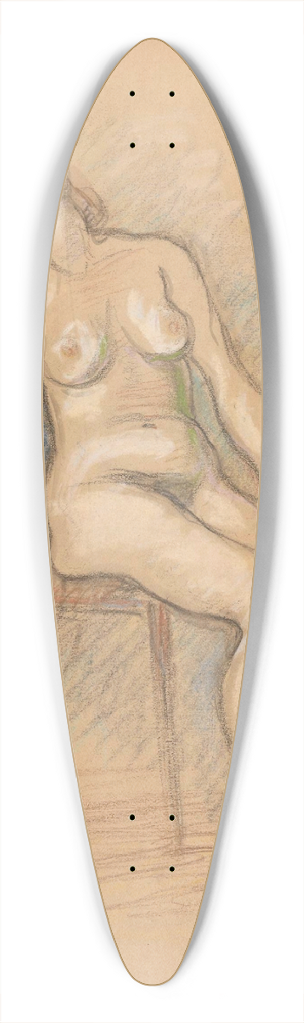 Zygmunt Waliszewski - Nude sitting in a chair 39.3 inch art pintail longboard deck