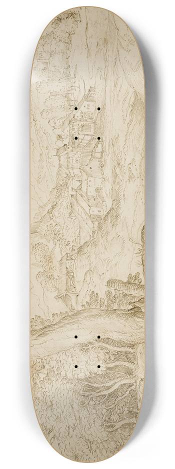 Domenico Campagnola - Landskab med en by og en sovende hyrde 8.25 inch art skate deck