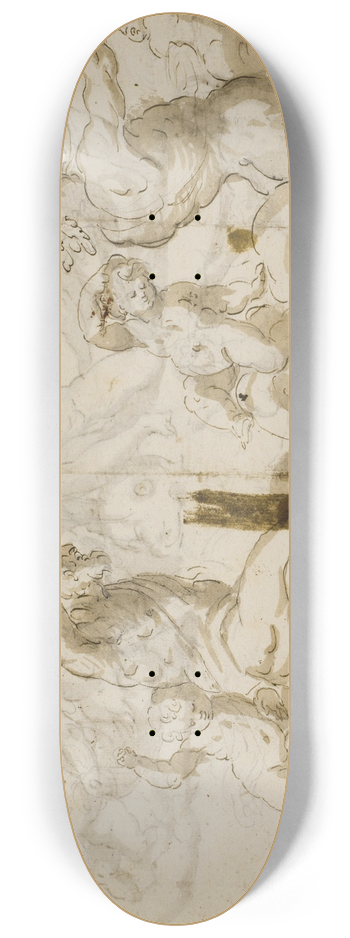 Domenico Piola - En havgud og to putti 8.25 inch art skate deck