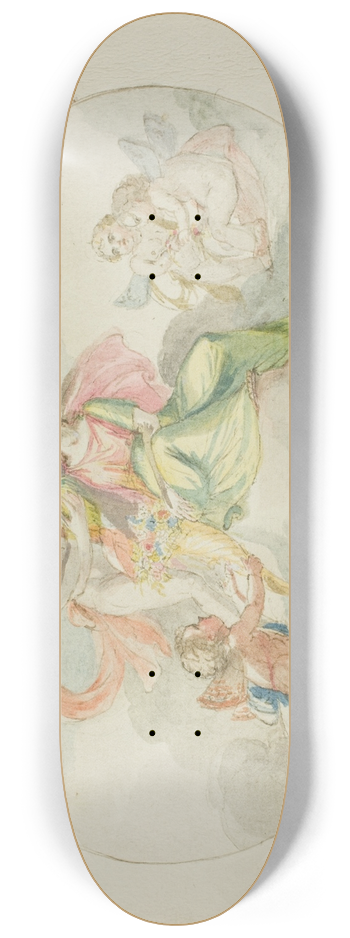 Domenico Pozzi - Allegory of Abundance (Sketch for a Ceiling Painting) 8.25 inch art skate deck