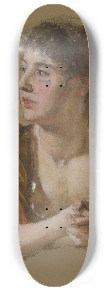 Dominik Skuteck - Study of a Women (Portrait) 8.25 inch art skate deck