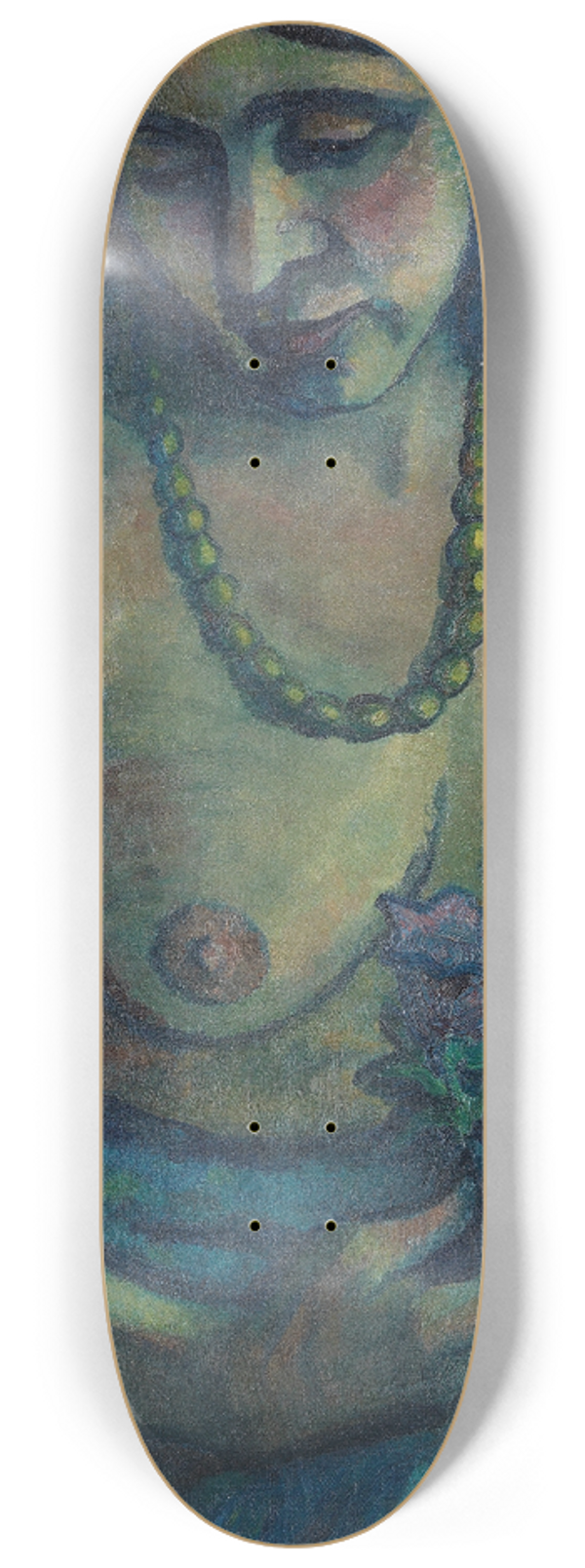 Dorothea Maetzel-Johannsen - Selbstportrt in Blau (Halbakt mit Perlenkette) 8.25 inch art skate deck