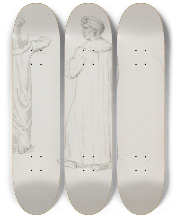 Triptych art skateboard deck of Stanisaw Cercha Bakaarz by Stanislaw Cercha (1867-1919)