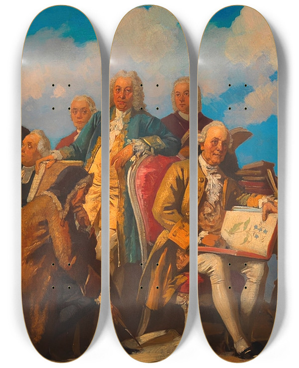 Triptych art skateboard deck of Julius Schmid Maria Theresia Und Joseph Ii by Julius Schmid (1854-1935)