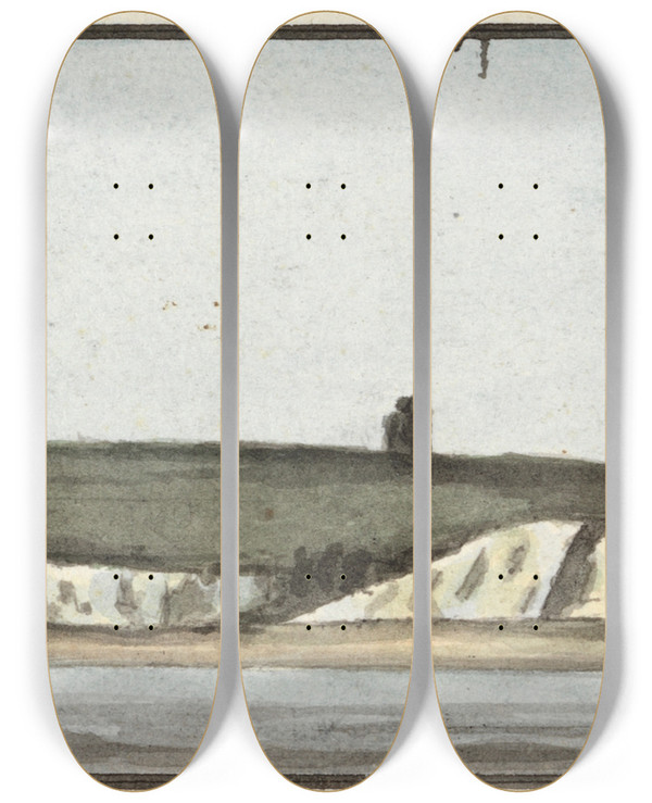 Triptych art skateboard deck of John Thomas Serres The North Foreland by John Thomas Serres (1759-1825)