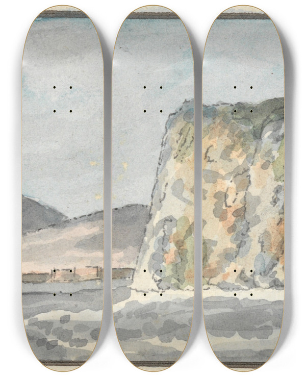 Triptych art skateboard deck of John Thomas Serres The South Foreland And Shakespeares Cliff by John Thomas Serres (1759-1825)
