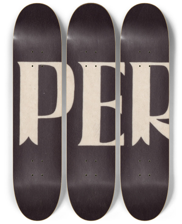 Triptych art skateboard deck of Winold Reiss Stylized Logo For Ruppert Beer_7 by Winold Reiss (1886-1953)