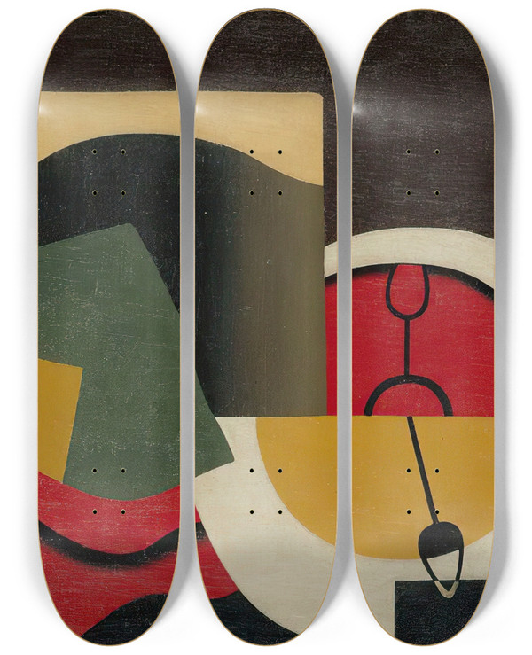 Triptych art skateboard deck of Georges Valmier Le Temps by Georges Valmier (1885-1937)