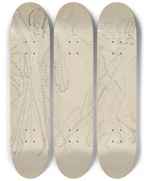 Triptych art skateboard deck of John Flaxman Antique Battle Scene by John Flaxman (1755-1826)