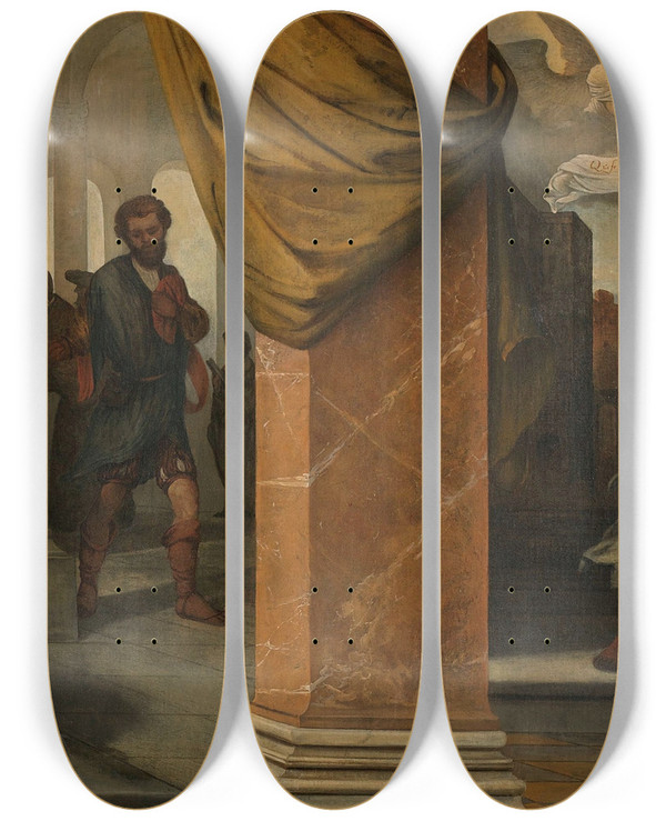 Triptych art skateboard deck of Barent Fabritius The Pharisee And The Publican by Barent Fabritius (1624-1673)