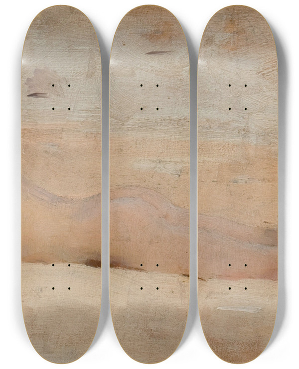Triptych art skateboard deck of Edwin Bale Nude Reclining On House Roof by Edwin Bale (1838-1923)