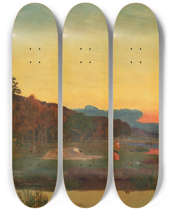 Triptych art skateboard deck of Frederick Sandys Whitlingham Norfolk by Frederick Sandys (1829-1904)