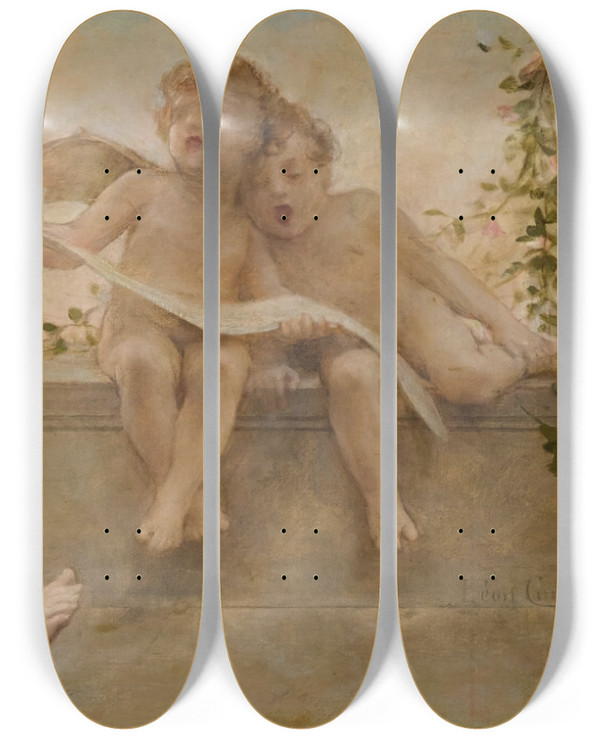 Triptych art skateboard deck of Lon Franois Comerre Daydreaming At Dusk by Leon Francois Comerre (1850-1916)