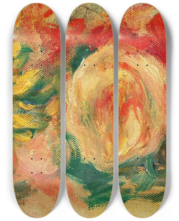 Triptych art skateboard deck of Pierreauguste Renoir Jet De Fleurs by Pierre-Auguste Renoir (1841-1919)