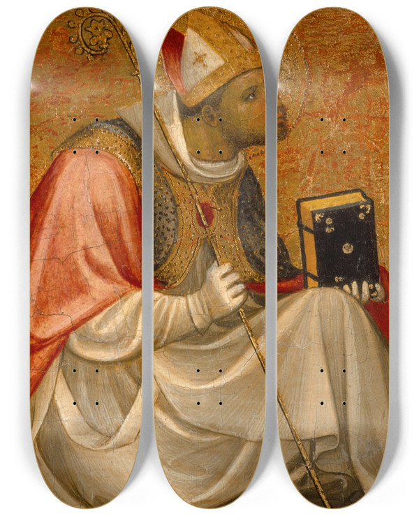 Triptych art skateboard deck of Gherardo Starnina A Bishop Saint And Saint Lawrence by Gherardo Starnina (1360-1413)