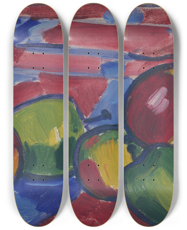 Triptych art skateboard deck of Vclav Pla Still Life With Apples by Vclav pla (1885-1946)
