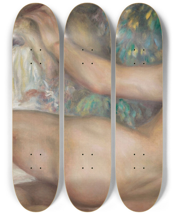 Triptych art skateboard deck of Pierreauguste Renoir Nu Dans Un Paysage Or Le Fleuve by Pierre-Auguste Renoir (1841-1919)