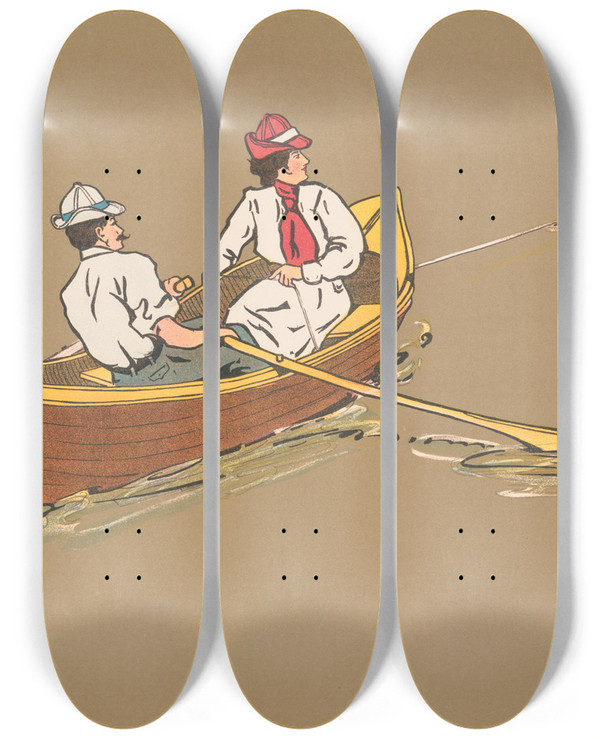Triptych art skateboard deck of George Markendorff Black Bass Fishing by George Markendorff (19-)