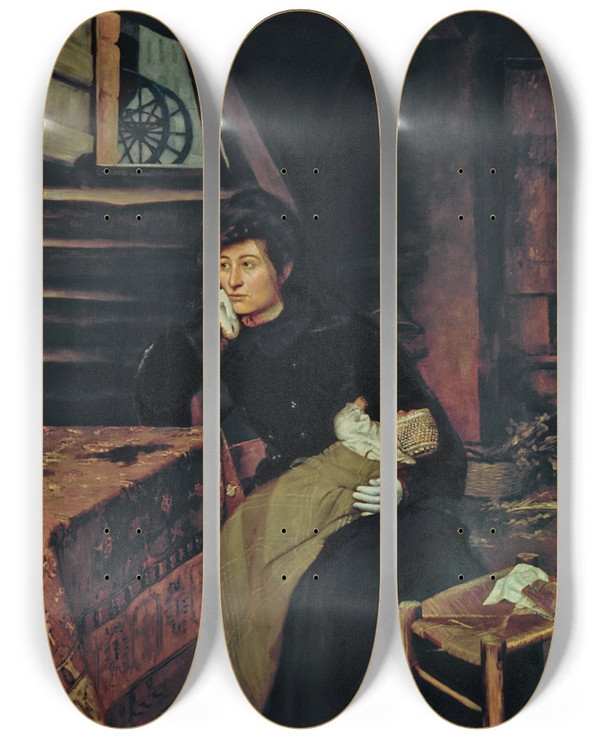 Triptych art skateboard deck of Pedro Weingrtner The Maker Of Angels by Pedro Weingartner (1853-1929)