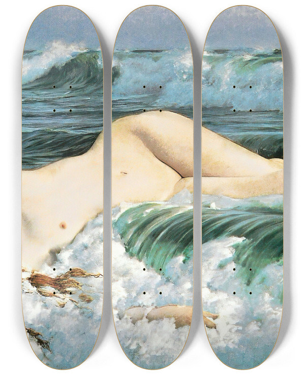 Triptych art skateboard deck of Adolf Hirmyhirschl The Birth Of Venus by Adolf Hiremy Hirschl (1860-1933)