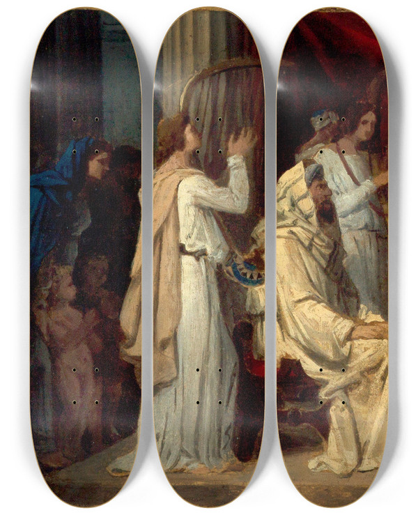 Triptych art skateboard deck of Merryjoseph Blondel Presentation Of Jesus In The Temple by Merry-Joseph Blondel (1781-1853)