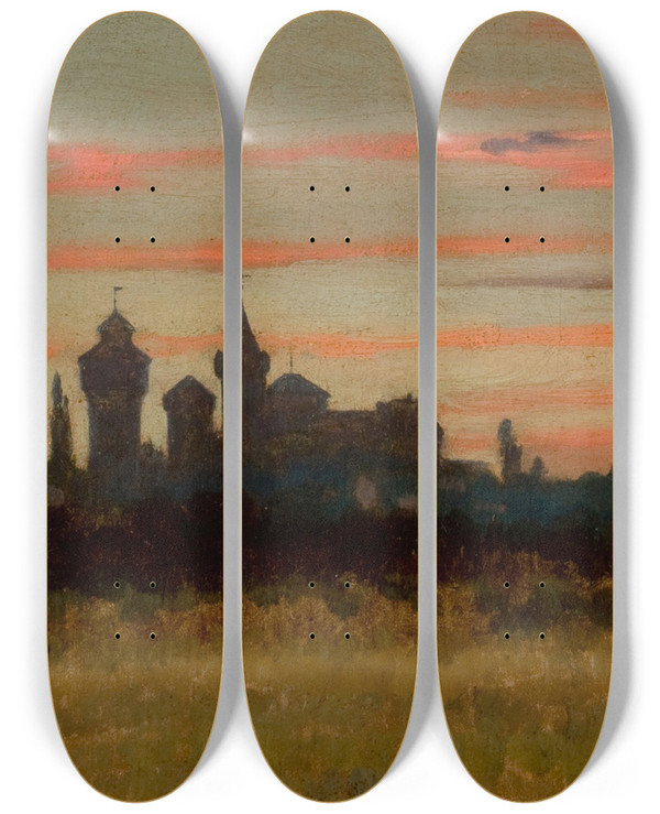 Triptych art skateboard deck of Charles Caryl Coleman Nuremberg Germany by Charles Caryl Coleman (1840-1928)