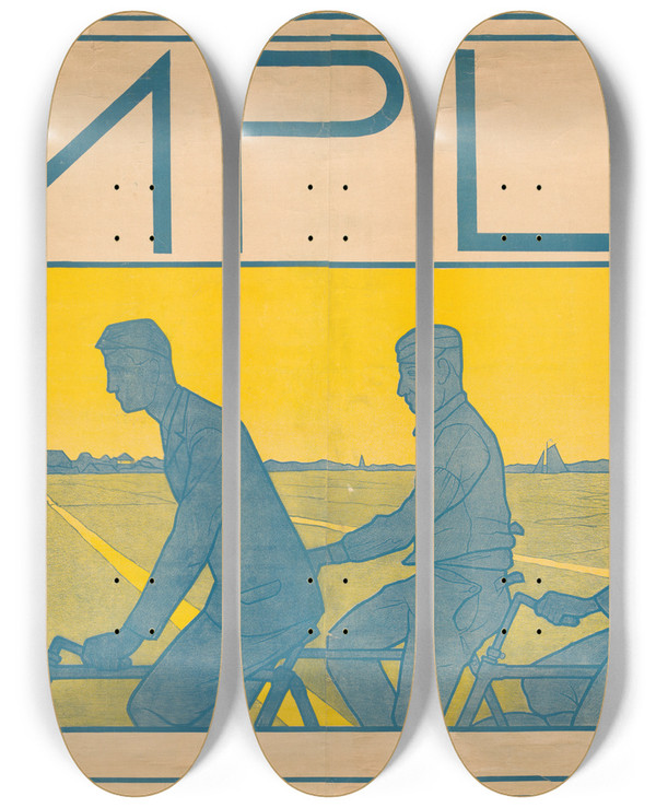 Triptych art skateboard deck of Ferdinand Hart Nibbrig Simplex Snel Sterk_1 by Ferdinand Hart Nibbrig (1866-1915)