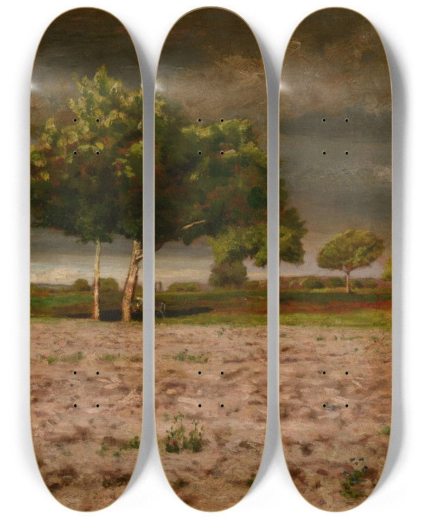 Triptych art skateboard deck of Antoine Chintreuil Lorage by Antoine Chintreuil (1814-1873)