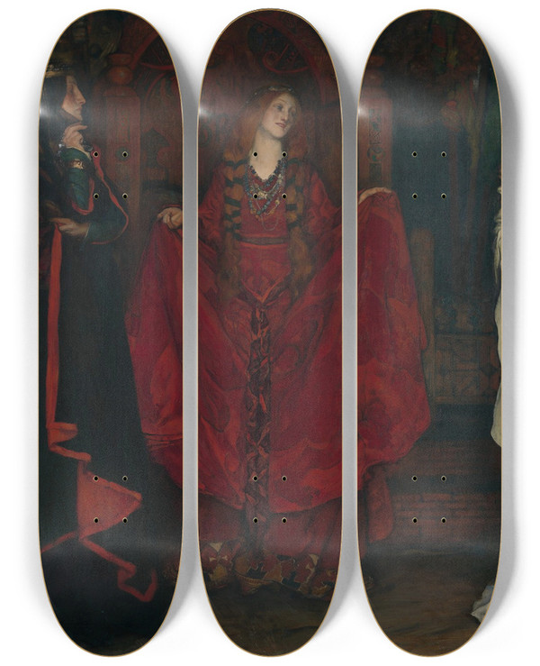 Triptych art skateboard deck of Edwin Austin Abbey King Lear Act I Scene I by Edwin Austin Abbey (1852-1911)