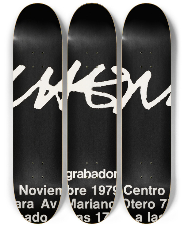 Triptych art skateboard deck of Us Information Agency Rauschenberg by U S Information Agency (1953-1999)