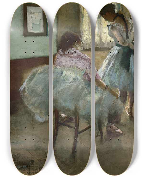 Triptych art skateboard deck of Edgar Degas The Dance Lesson_1 by Edgar Degas (1834-1917)