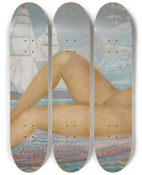 Triptych art skateboard deck of Ngel Zrraga Desnudo by ngel Zrraga (1886-1946)