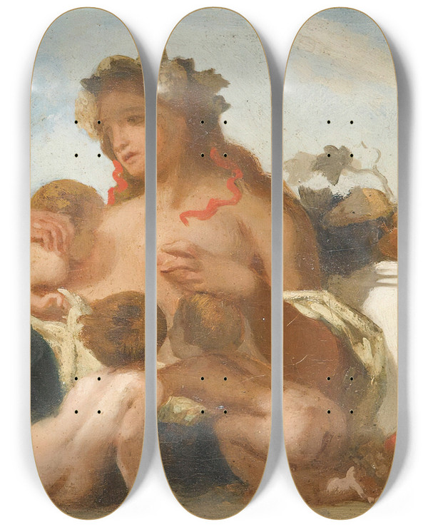 Triptych art skateboard deck of Eugne Delacroix Study For Lagriculture In The King Salon by Eugene Delacroix (1798-1863)