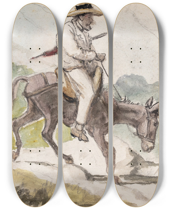 Triptych art skateboard deck of Wilhelm Marstrand Blank by Wilhelm Marstrand (1810-1873)