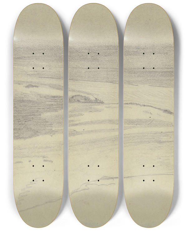 Triptych art skateboard deck of Hermann Gollner Seacoast by Hermann Gollner