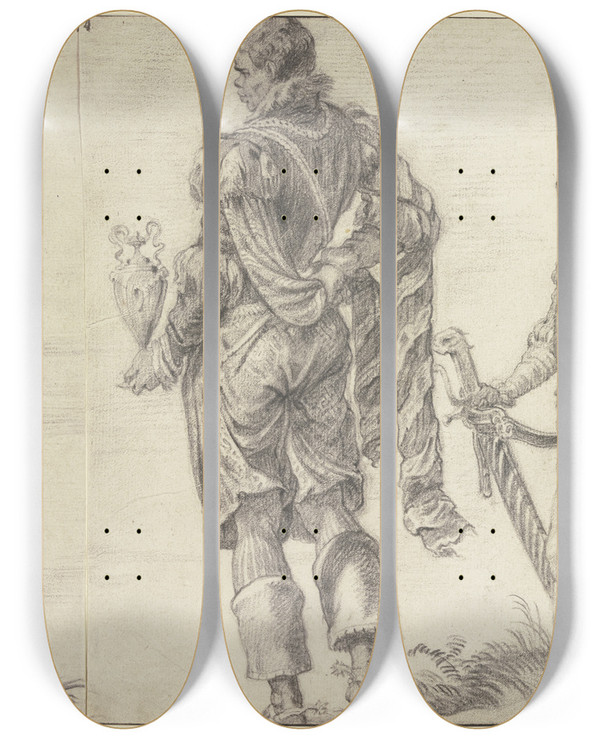 Triptych art skateboard deck of Abraham Van Diepenbeeck The Adoration Of The Kings_7 by Abraham Van Diepenbeeck (1596-1675)
