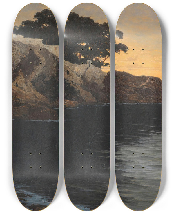 Triptych art skateboard deck of Paul Von Spaun Capri by Paul Von Spaun (1876-1932)