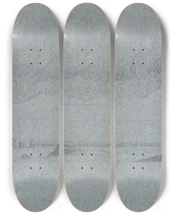 Triptych art skateboard deck of Jervis Mcentee Sketchbook Of Italian Landscape Subjects by Jervis Mcentee (1828-1891)