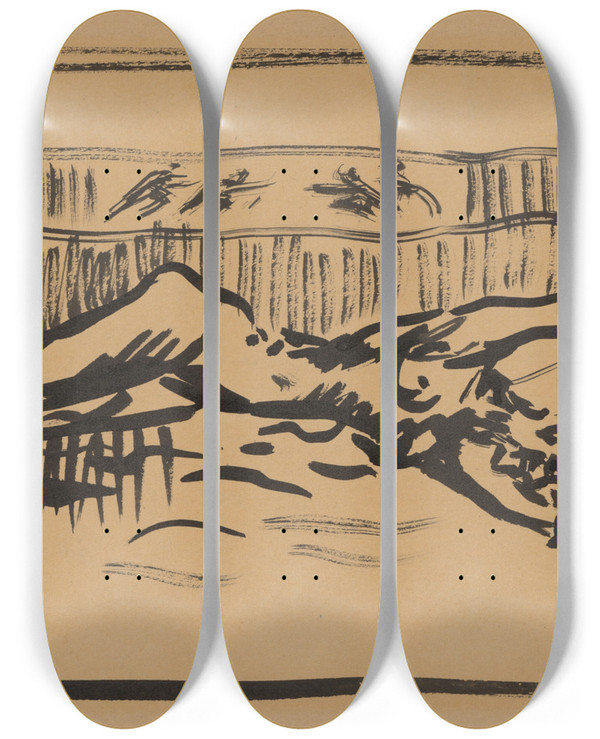 Triptych art skateboard deck of Arnold Peter Weiszkubnan Victim by Arnold Peter Weisz-Kubnan (1898-1944)