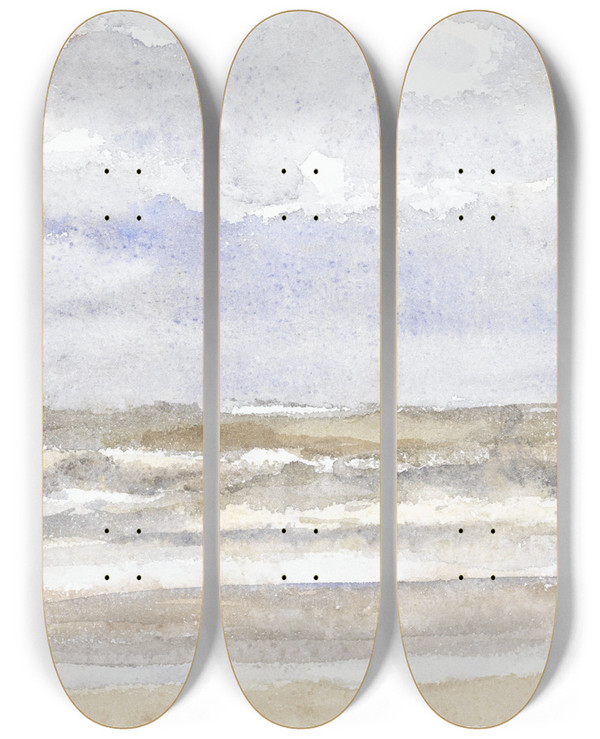 Triptych art skateboard deck of Jozef Israls Zee by Jozef Israels (1824-1911)