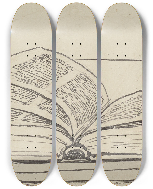 Triptych art skateboard deck of Hans Thoma Buch by Hans Thoma (1839-1924)