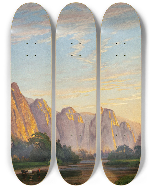 Triptych art skateboard deck of John Ross Key Yosemite Valley Looking West by John Ross Key (1754-1821)