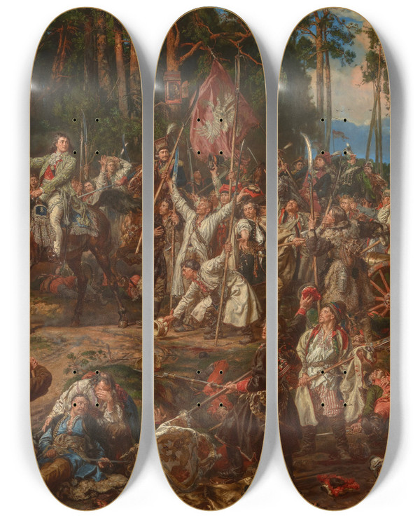 Triptych art skateboard deck of Jan Matejko Kociuszko At Racawice by Jan Matejko (1838-1893)