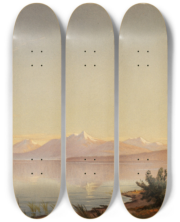 Triptych art skateboard deck of John Ross Key Lake Tahoe Looking Southwest by John Ross Key (1754-1821)